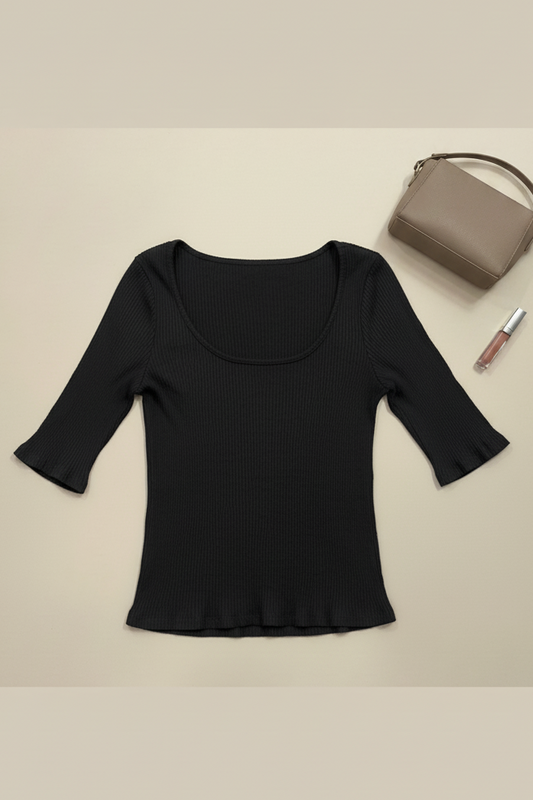 Scoop Neck Ribbed Top