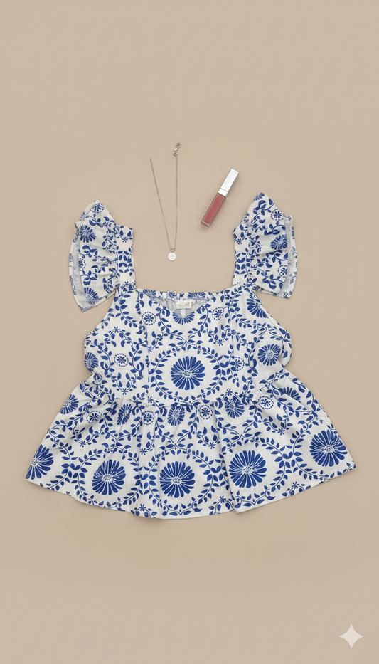 Tuscan Tile Ruffle Top