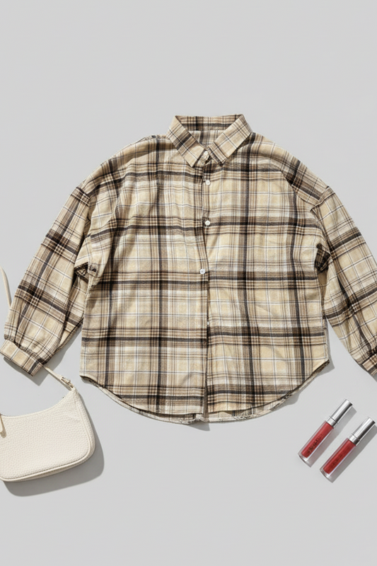 Latte Plaid Overshirt