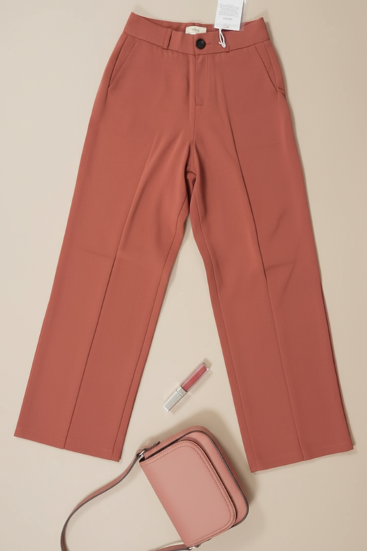 Rust Wide-Leg Trousers