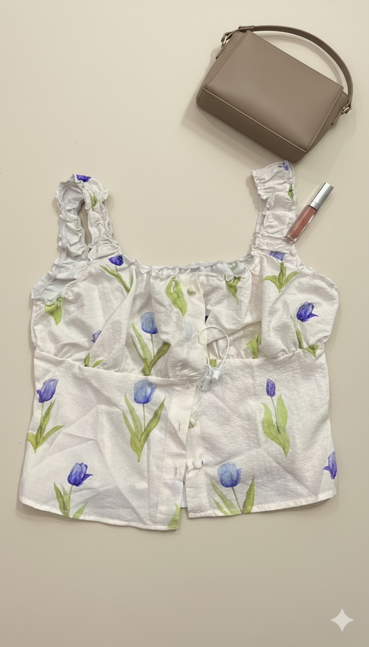 Blue Tulip Milkmaid Top