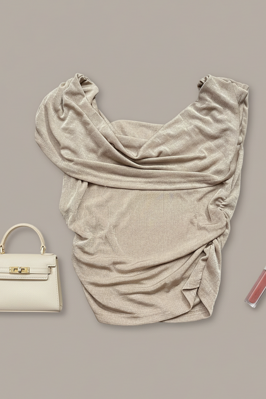 Shimmer Drape Bodycon Top