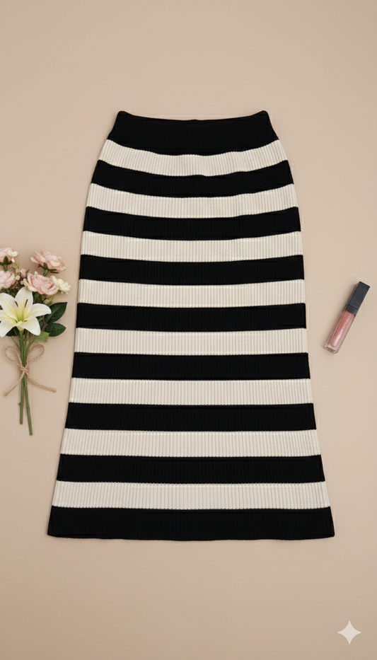 Classic Stripe Knit Skirt