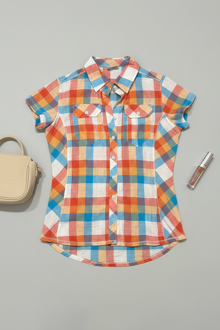 Sunset Plaid Top
