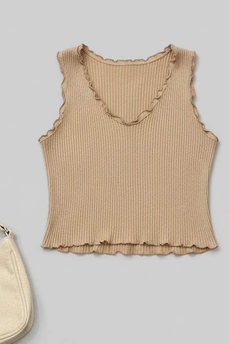 Latte Ruffle Rib Tank