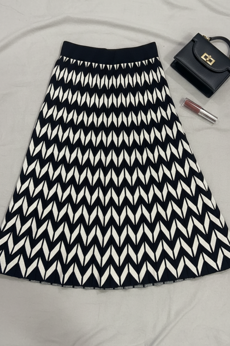 Chevron Knit A-Line Skirt
