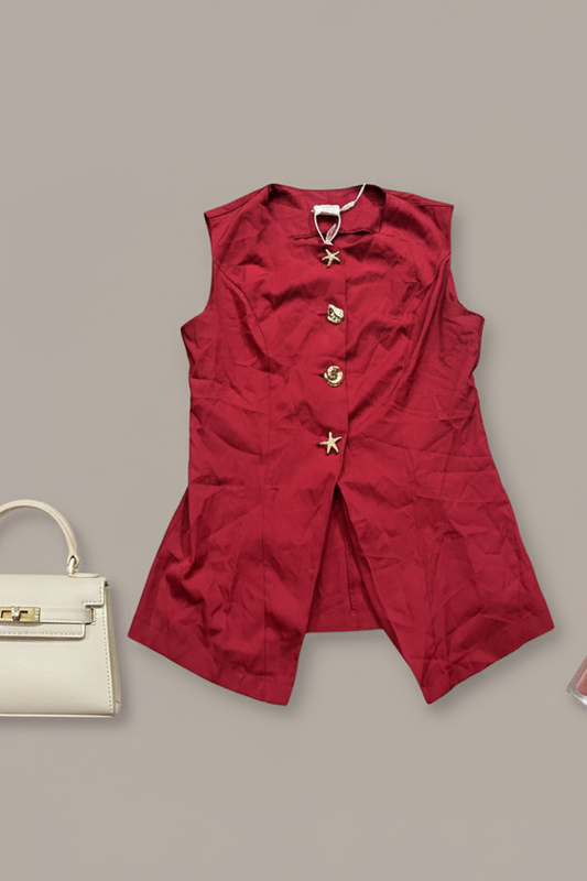 Star Button Vest Top