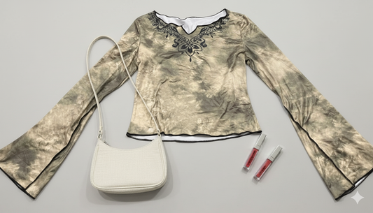 Earthy Grunge Bell Sleeve Top