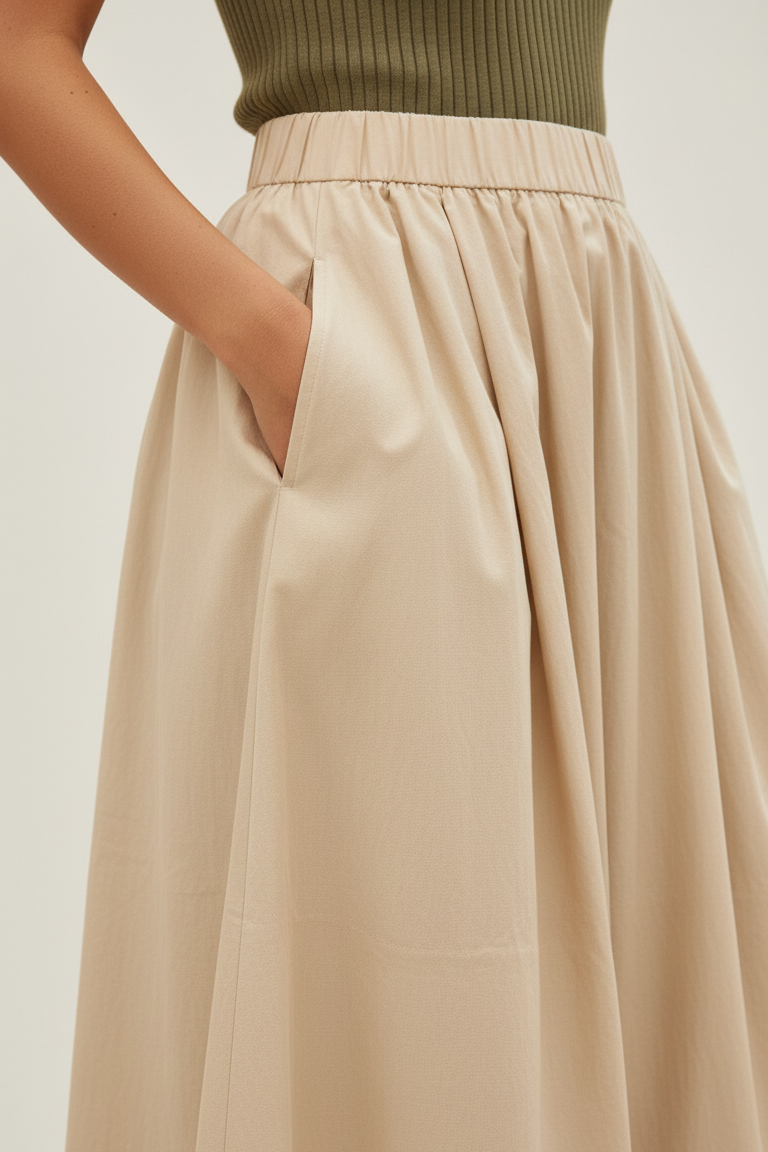 A-Line Flowy Cotton Maxi Skirt