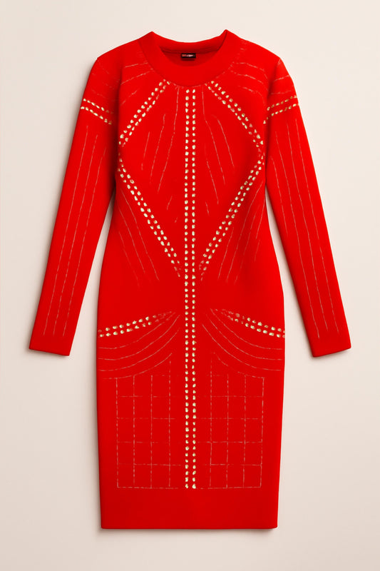Embellished Mesh Bodycon Dress