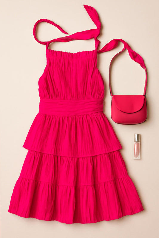 Tiered Halter Mini Dress