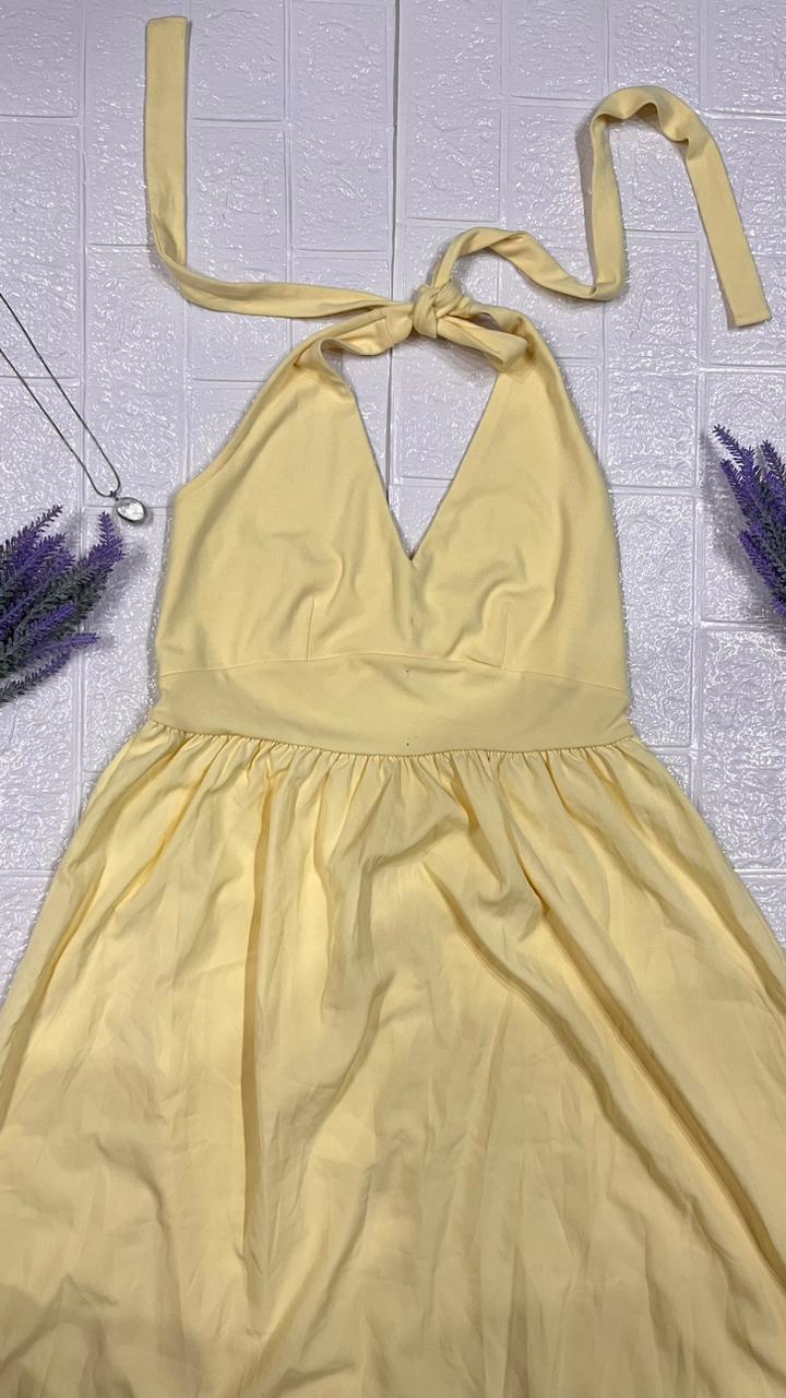 Lemon Drop Halter Maxi Dress