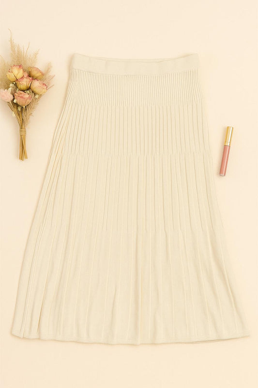 Beige A-Line Knit Skirt
