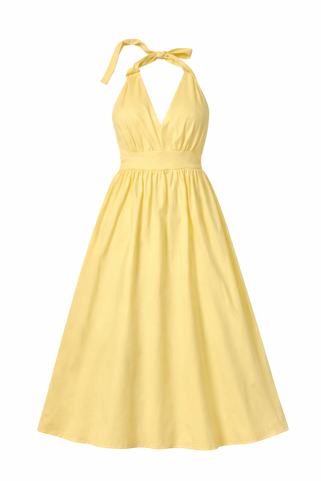 Lemon Drop Halter Maxi Dress