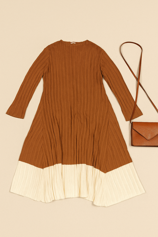 Cozy Contrast Midi Dress