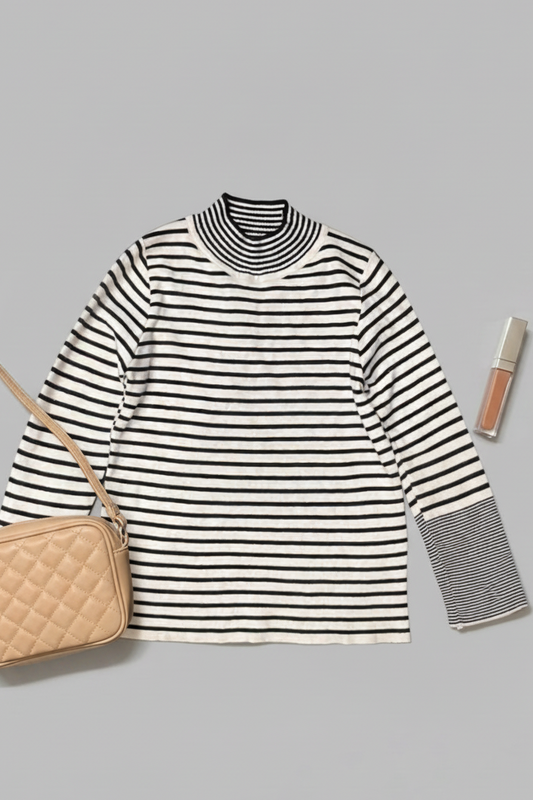 Striped Mock-Neck Top