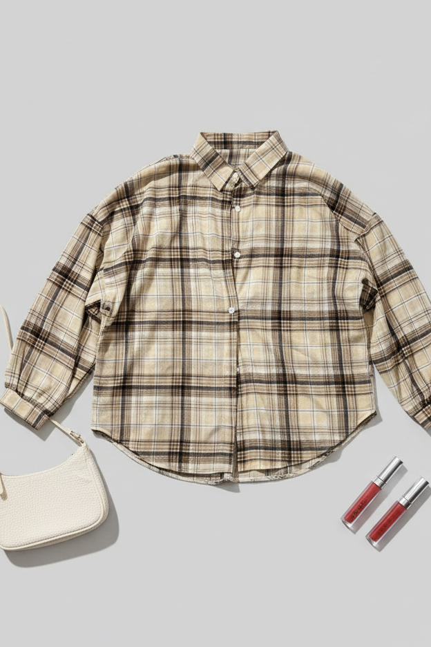 Latte Plaid Overshirt