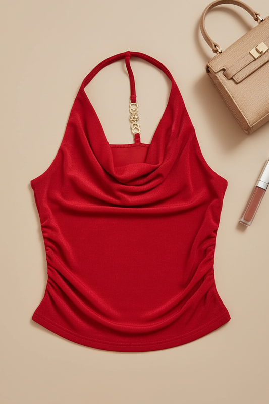 Red Chain Halter Top