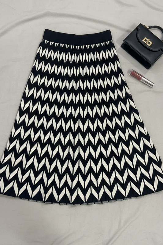 Chevron Knit A-Line Skirt