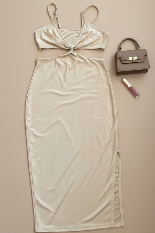 Satin Cutout Maxi Dress