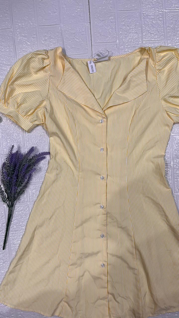 Lemon Whisper Button-Front Dress